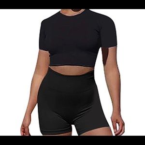 Solid yoga top and bottom (two piece set)